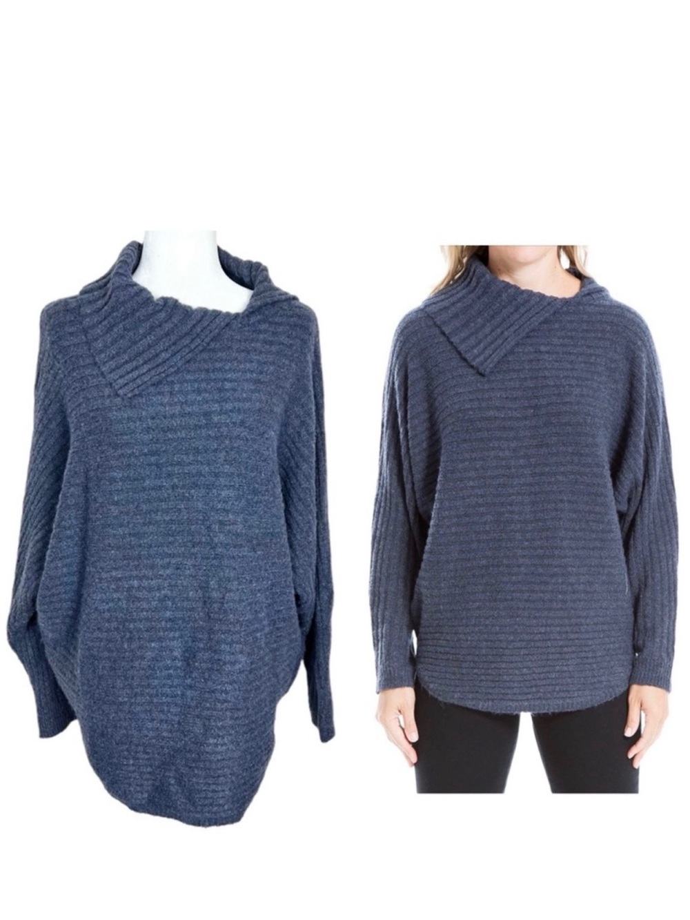Max Studio Split Neck Ribbed Pullover Sweater Medium NWT